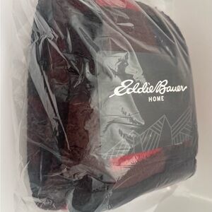 Eddie Bauer Cabin Buffalo Red Black Plaid Sherpa Throw Blanket 50 X 60 Inches Ne